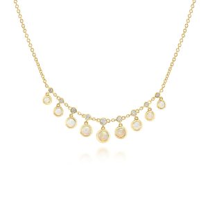 14K Yellow Gold Australian Opal/Diamond Neckpiece