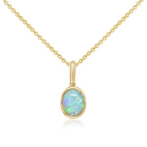 14K Yellow Gold Australian Opal Pendant