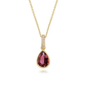 14K Yellow Gold Tourmaline/Diamond Pendant