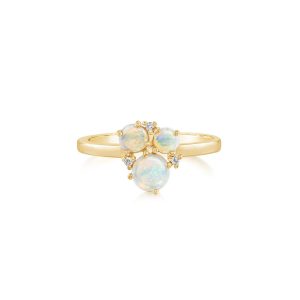 14K Yellow Gold Australian Opal/Diamond Ring