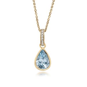 18K Yellow Gold Aqua/Diamond Pendant